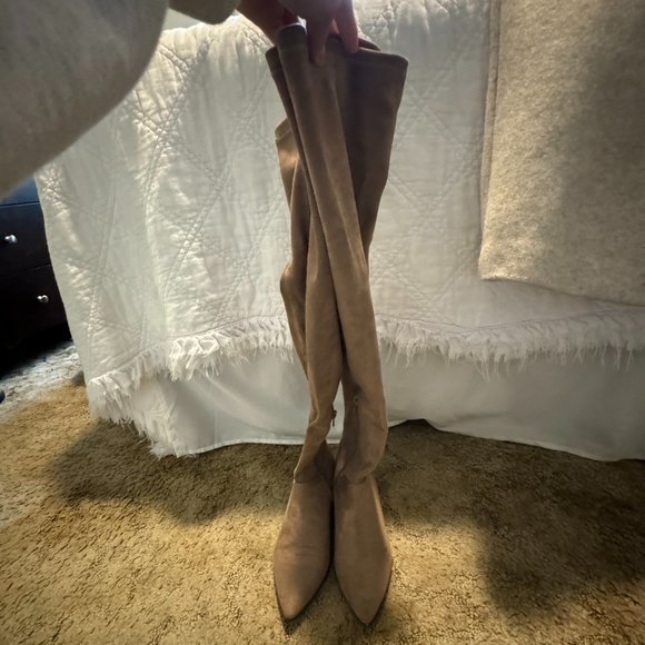 Steve Madden Suede Taupe Knee High Boot - Picture 1 of 6